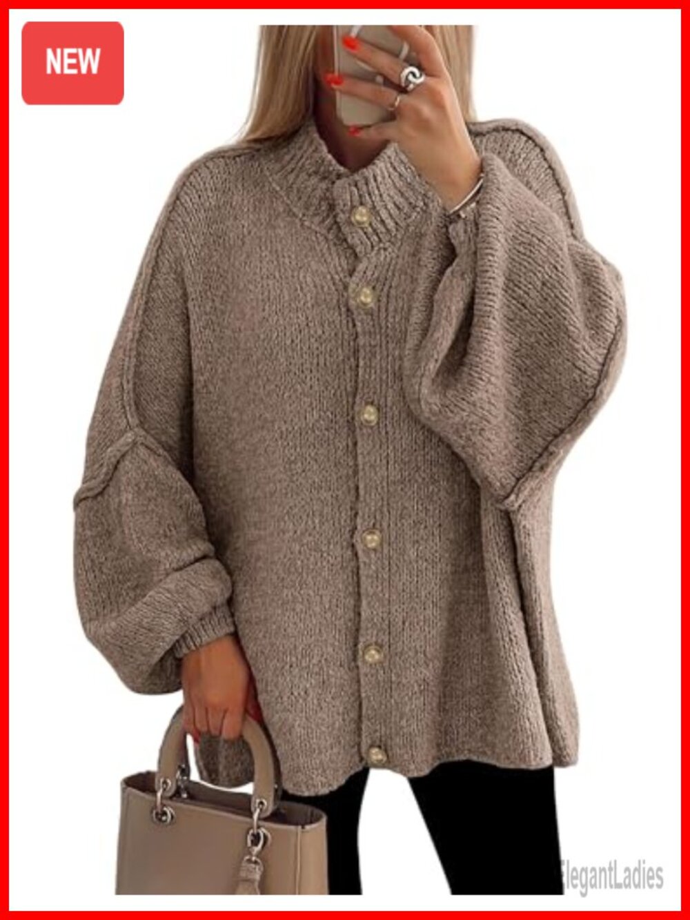 Oversized Chunky Knit Button Down Cardigan
